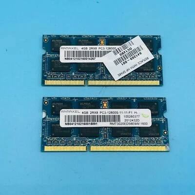 RAMAXEL 8GB (2x4GB) 2xR8 Laptop Memory RAM PC3-12800S RMT3020ED58E9W-1600 - Image 1 of 2