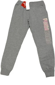 Gray and Pink Puma Sweatpants for Girls - Picture 1 of 2
