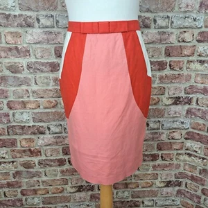 Boden Pencil Skirt Pink Red White UK 10 Cotton Above Knee Straight - Picture 1 of 10