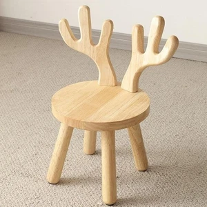 Kids Wooden Chair Kids Backrest Ottoman Wood Stool Sitting Stool for Boys Girls - Picture 1 of 7