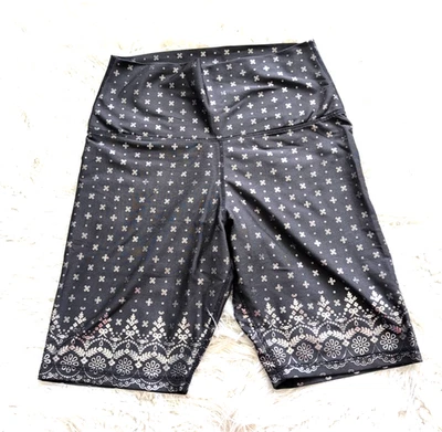 GLYDER High Power Women's Black and Silver Bike yoga Shorts Size Large - image 1 of 4