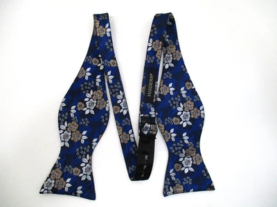 Pajarita Ajustable Hisdern Azul Marino/Blanco Diseño Floral Hecha a Mano 13 3/4 - 18 Foto 1 de 4