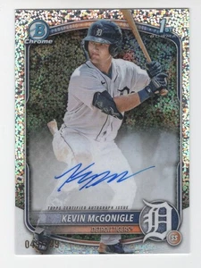 KEVIN MCGONIGLE 2025 BOWMAN CHROME SPECKLE REFRACTOR 1ST RC AUTO #049/299 TIGERS - Picture 1 of 2