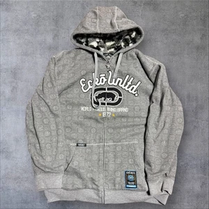 DE COLECCIÓN Y2K AOP ECKO UNLTD. SUDADERA CON CAPUCHA FORRADA DE PIEL CAMUFLAJE TALLA XXL Gris - Imagen 1 de 6