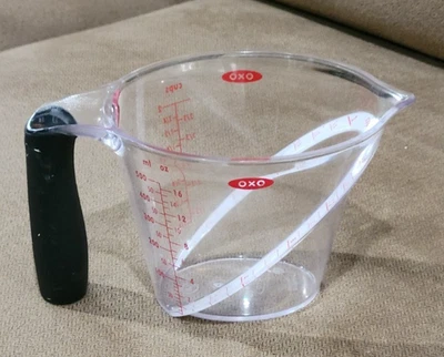 OXO Good Grips 2 Cup Angled Measuring CUP - Non Slip Handle, Clear & Red Letters - Image 1 of 4