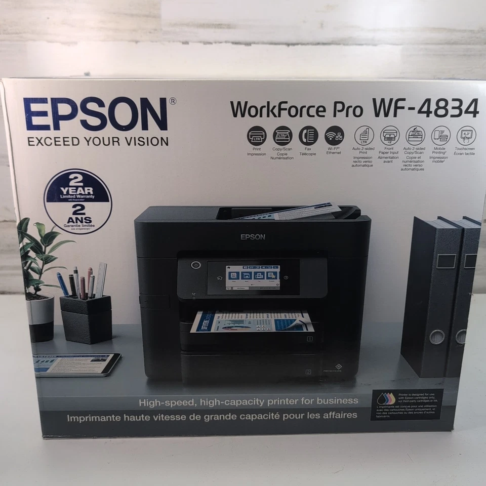 Epson Workforce Pro Wf-4834 Printer Copy Scan Fax Wi-fi