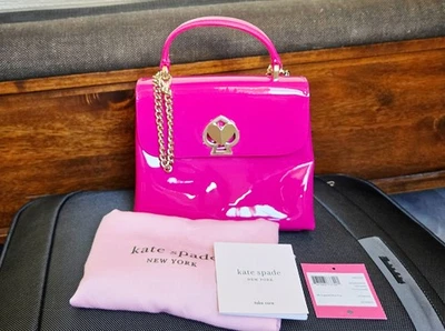 Kate Space Mini Romy Patent Fuchsia Top Handle - Image 1 of 4