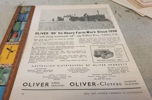 Tractores Oliver 1947 con ruedas y orugas anuncio de ventas australiano - Imagen 1 de 1