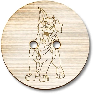 'Happy Dog' Wooden Buttons (BT018309) - Picture 1 of 3