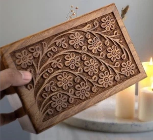 Urnenkiste aus Holz für menschliche Asche Feuerbestattung Box dekorativ 6"x4" Urne Haustier - Bild 1 von 8