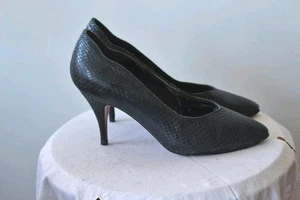 Spitz Pumps 38 Italy Voll Echtleder Stilettos Schlupfschuhe Heels Schlangenoptik - Bild 1 von 8