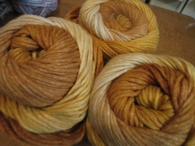 3 Lion Brand Yarn Crochet Knit Golden LIght Rust Caramel - Image 1 of 3