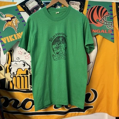 VTG Glockenspiel Bar Shirt Bears Picnic Nature Drinking Size L Green - Image 1 of 4