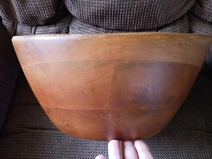 Large UNICEF Teak Wood Handcrafted Salad/Fruit Bowl  - Picture 1 of 11