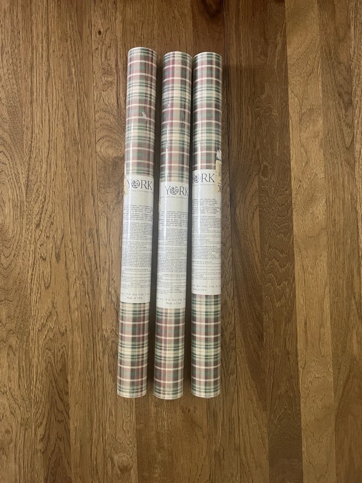Papel Pintado Carey Lind York De Colección 3 Dbl Rollo Verde Borgoña Cuadros 56 Pies Cuadrados POR ROLLO Foto 1 de 4