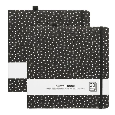 5.1x5.1" Watercolor Sketchbook, 2Pcs 64 Sheet 165GSM/112lb Pen Holder, Green - Image 1 of 4