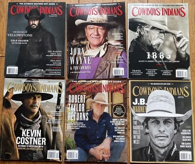 COWBOYS AND INDIANS Magazine LOT of 6 John Wayne Cole Hauser Kevin Costner - Image 1 of 4