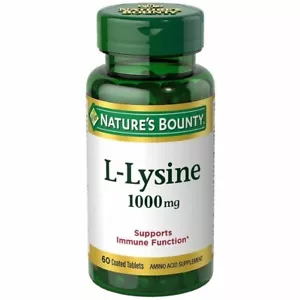 Nature's Bounty L-Lysine Amino Acid Supplement Tablets 1000 mg 60 Ct Pack of 12 - Picture 1 of 1