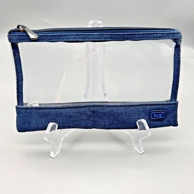 Lug Clear View Envelope Medium Blue Zip Storage Pouch Travel 9x5in Cosmetic Bag - Image 1 of 4
