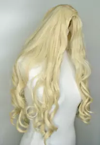 Long Big Curl Blonde Wig Thick One Length Adjust Lace Mesh Cap Waist Length 26" - Picture 1 of 13