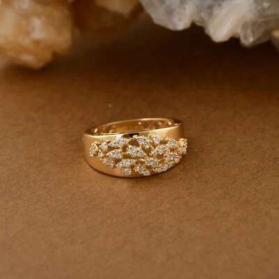 0.40 Ct Lab Grown CVD Round Diamond Ring Birthday Gift 14k Yellow Solid Gold - Image 1 of 4