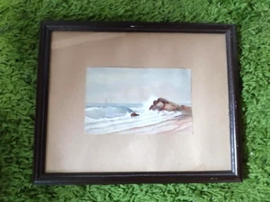 Framed Maine Landscape 5 X 8 in Seascape Original Watercolor Signed Sawyer - Picture 1 of 3
