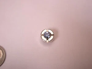 7/16" Blue Rhinestone & Silver Tone Vintage SWANK Tie Tack Lapel Pin q120 - Picture 1 of 6
