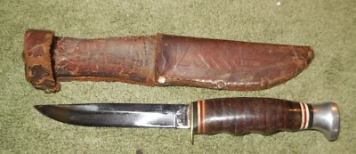 KA-BAR FIXED BLADE KNIFE 1235 & LEATHER SHEATH - Image 1 of 4