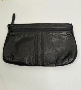 Vintage Antonia Designs Genuine Leather Black Evening Clutch Sz 11X7 EUC - Picture 1 of 9