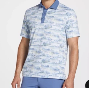 Walter Hagen Men's Golf Polo Clubhouse Country Club Printed XL Blue Stretch NWT - Picture 1 of 12