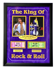 Elvis Presley Authentic Tickets Collage Framed Facsimilie Autograph Rare #D/25 - Picture 1 of 4