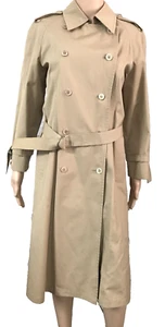 London Fog Khaki TrenchCoat Women's 10 Petite Lined Double Breasted Belt - Picture 1 of 13