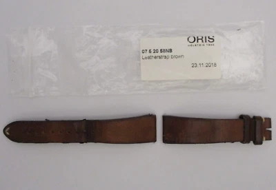 Correas de reloj de cuero marrón originales ORIS 20 mm x 16 mm 115 mm + 80 mm # 0752058 Foto 1 de 4
