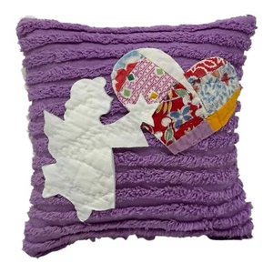 NUEVO Colcha Almohada Hecha a Mano Chenille Ángel y Corazón Decoración San Valentín - Imagen 1 de 8