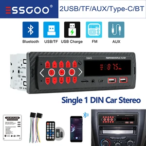 Single 1 DIN Car Stereo In-Dash FM Radio Stereo No CD Player USB AUX Bluetooth - Picture 1 of 13