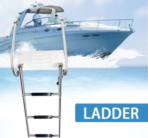Boat Platform Ladder Fiberglass Swim 3 Step Under Mount Telescopic In/Outboard - Picture 1 of 8