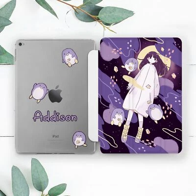 Custom Name Purple Anime Girl Case For iPad 10.2 Pro 12.9 11 9.7 Air 4 5 Mini - Image 1 of 4