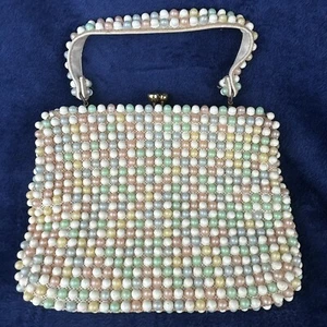 Cartera de mano vintage de palomitas de maíz con cuentas de plástico pastel punto de caramelo MCM - Imagen 1 de 12