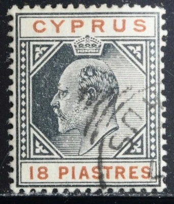 Cyprus Scott 46 VF Used Sound Light Cancel Issued 1903 King Edward VII - Image 1 of 4