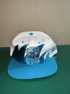 Vintage 90s Charlotte Hornets Sharktooth Logo Athletic Snapback Hat First Gen - Picture 1 of 13