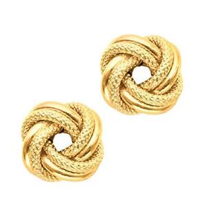 Boucles d'oreilles nœud d'amour or jaune 14 carats 10 mm à vendre