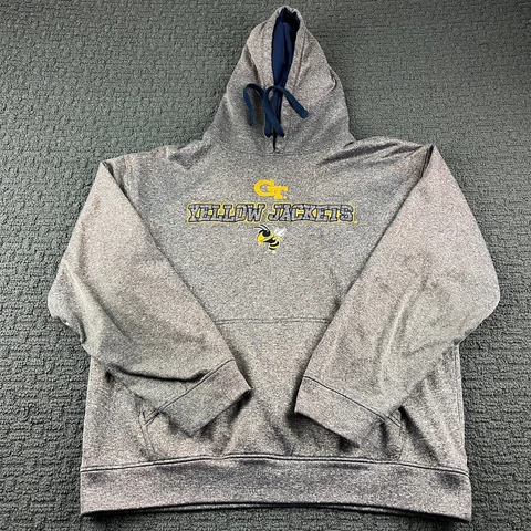 Georgia Tech Yellow Jackets Mens Large Pullover Hoodie Gray Embroidered Cover
