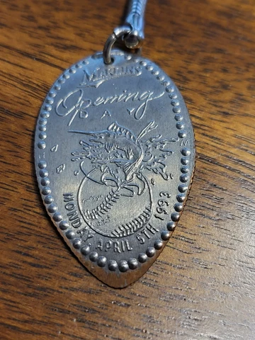 1993 Custom Penny Florida Marlins inaugural metal domed MLB  key chain Cover