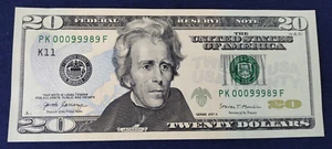 2017A Fancy Bleed Through $20 Note 2 Sets Of Triplets or 4-of-a-kind PK00099989F - Picture 1 of 9