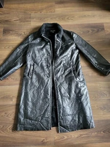 Armani Jeans Men's Black Faux Leather Long Coat Size XL - Picture 1 of 11