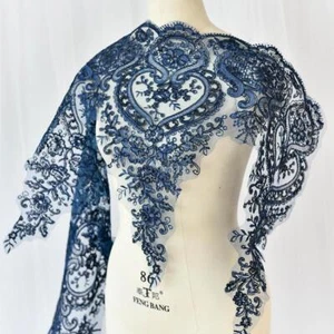 90cm Lace Sequin Edge Trim Wedding Dress Embroidered Flower Applique Diy Fabric - Picture 1 of 40