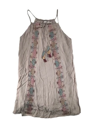 Vestido sin mangas campesino Lush Clothing sin mangas gasa borla ganchillo floral malva M Foto 1 de 4