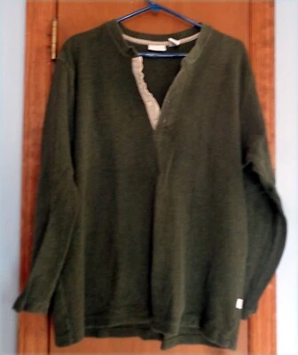 Men's Covington Olive Green Thermal Henley Shirt, Size L, Long Sleeve - Image 1 of 3