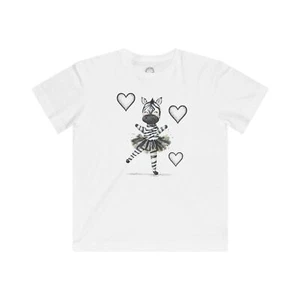 Zoe's Dancing Zebra Ballerina Kids T-Shirt –  Fun & Stylish Jersey T-Shirt - Picture 1 of 4