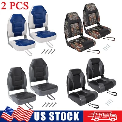 2 Pack Boat Seat High Back Folding Fishing Boat Seat Chair with Sponge Padding - Image 1 of 4